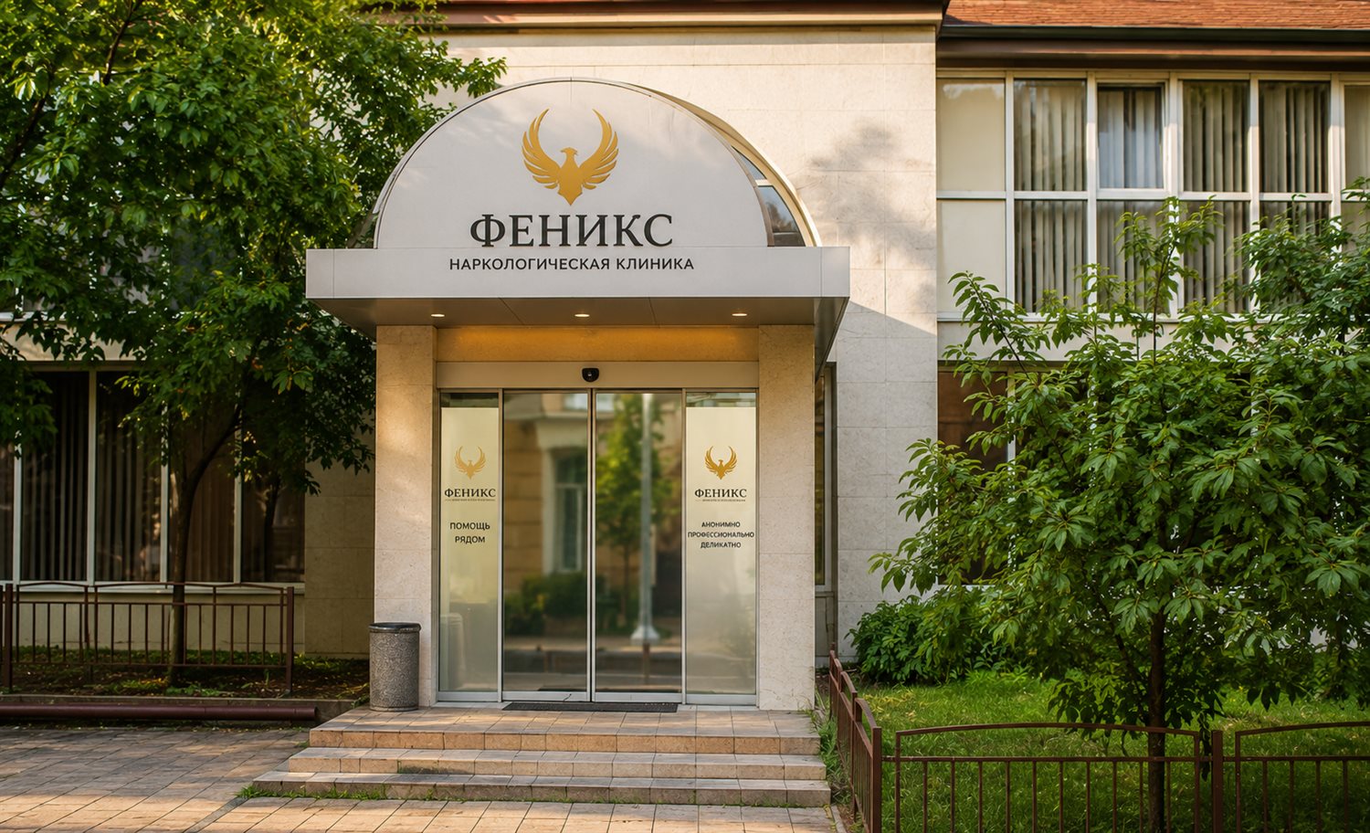 Вход в наркологическую клинику «Феникс» в Иркутске